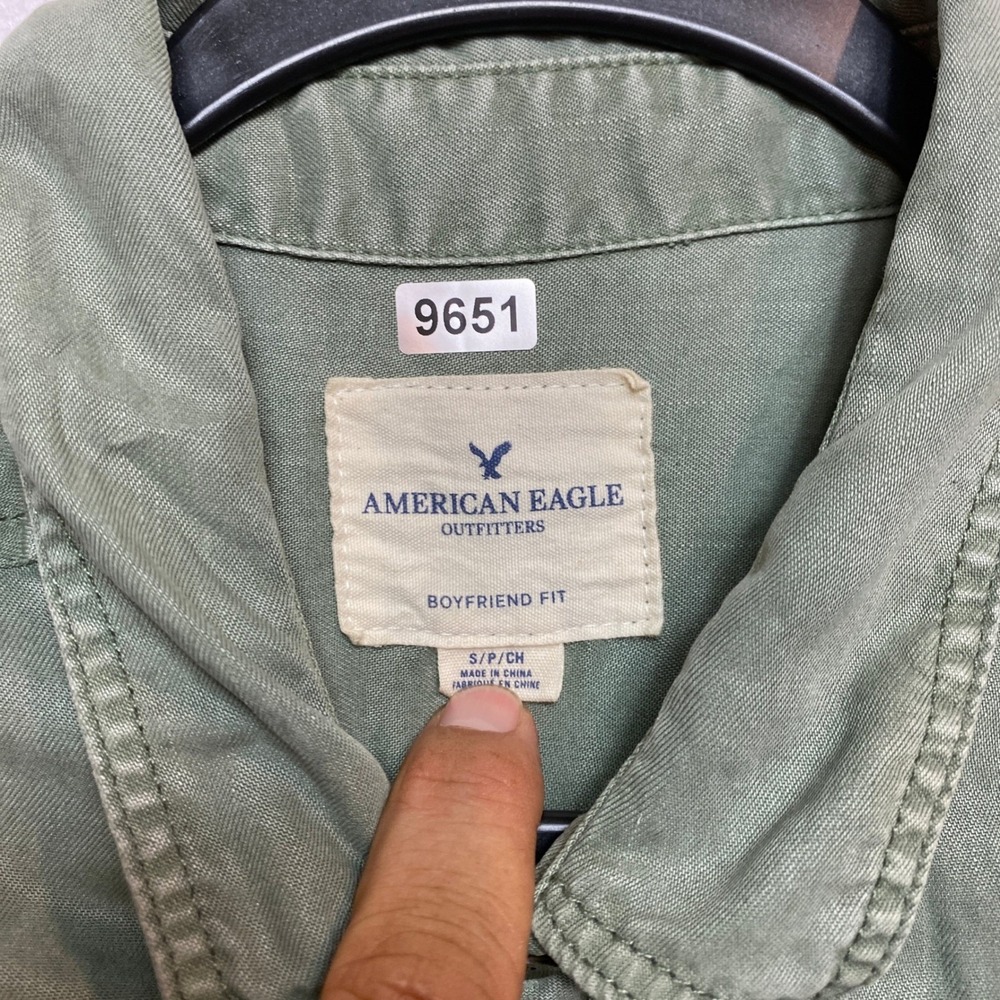 American Eagle Shirt Womens Small Olive Military Utility Button Down - Picture 7 of 10